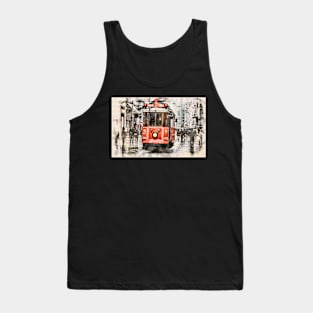 Vintage red tram in Istanbul, Turkey Tank Top